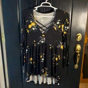 Torrid Floral Strappy Babydoll Tunic Length Shirt